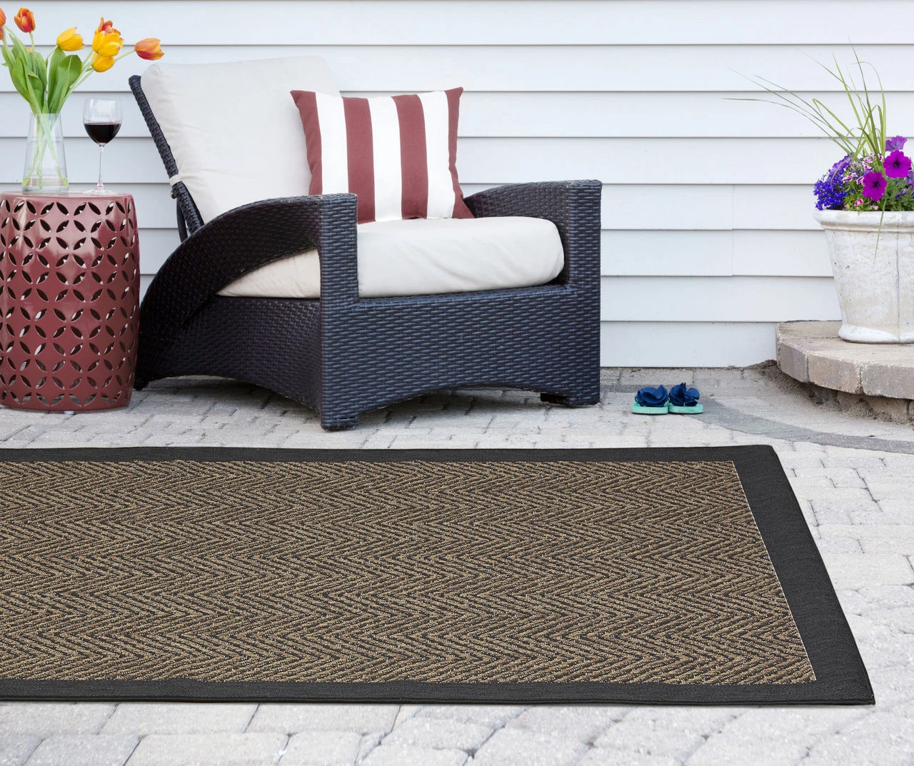 Biscayne Textured Chevron Indoor/Outdoor Area Rug 1 Biscayne Textured Chevron Indoor/Outdoor Area Rug