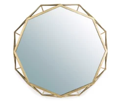 Gold Octagon Geometric-Border Wall Mirror, (28.15")