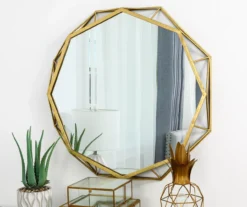 Gold Octagon Geometric-Border Wall Mirror, (28.15") -Home Furnishing Store 810546468 8