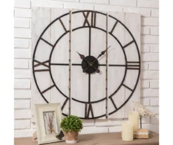 Black & White Distressed Roman Numeral 3-Piece Farmhouse Wall Clock Set, (31.5") -Home Furnishing Store 810546473 4