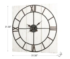 Black & White Distressed Roman Numeral 3-Piece Farmhouse Wall Clock Set, (31.5") -Home Furnishing Store 810546473 5