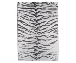 Dolce Ivory & Black Bengal Stripe Outdoor Area Rug, (8' 1" X 11' 2")