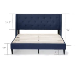 Isabelle Navy Upholstered Twin Wingback Bed -Home Furnishing Store 810547602 810547606 810547614 810547610 3
