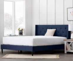 Isabelle Navy Upholstered Twin Wingback Bed -Home Furnishing Store 810547602 810547606 810547614 810547610 5