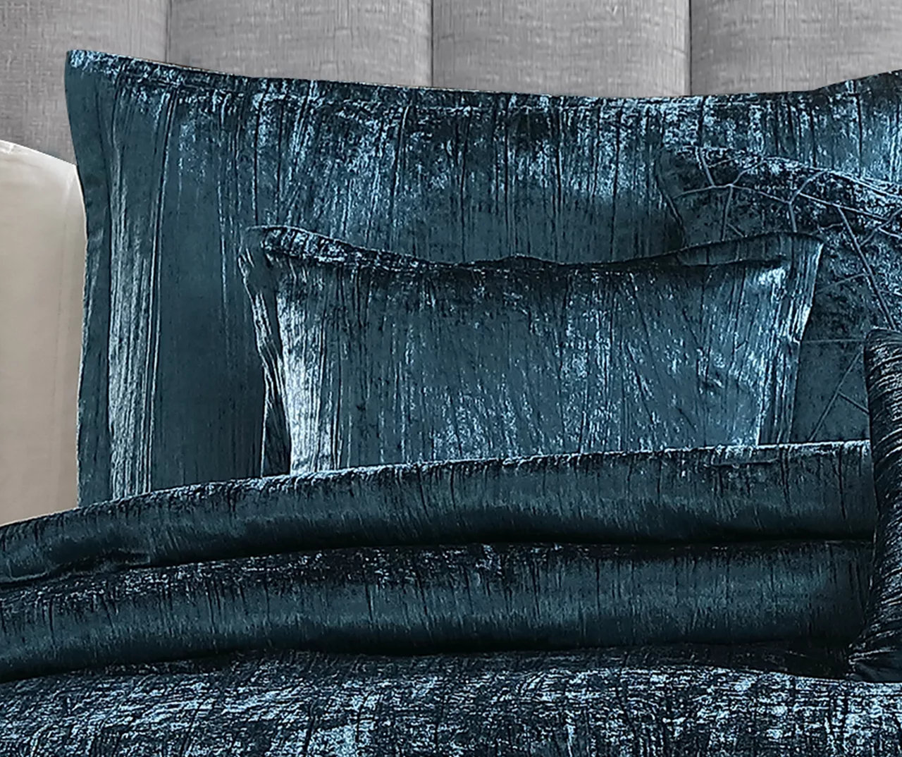 Blue Velvet Crinkle Turin King 7-Piece Comforter Set 3 Blue Velvet Crinkle Turin King 7-Piece Comforter Set - Image 3