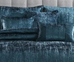 Blue Velvet Crinkle Turin King 7-Piece Comforter Set 8 Blue Velvet Crinkle Turin King 7-Piece Comforter Set -Home Furnishing Store 810547750 3