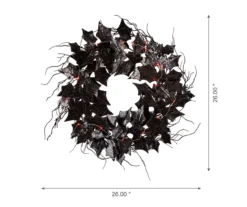 26" Black Bats & Twig LED Wreath -Home Furnishing Store 810547784 5