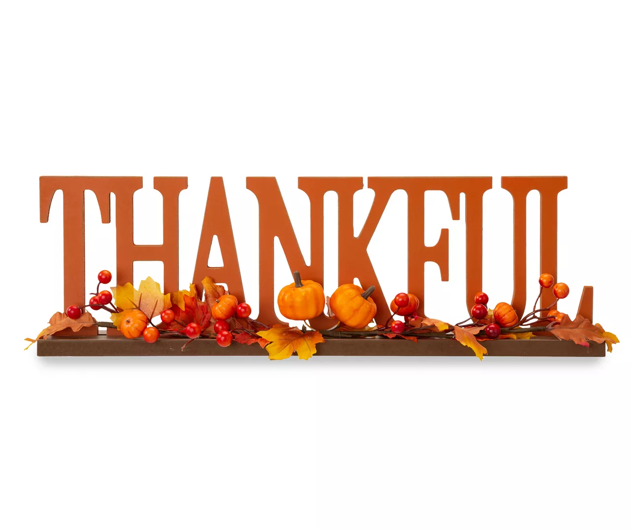 "Thankful" Pumpkin, Berries & Leaves Wordscript Tabletop Decor 1 "Thankful" Pumpkin, Berries & Leaves Wordscript Tabletop Decor