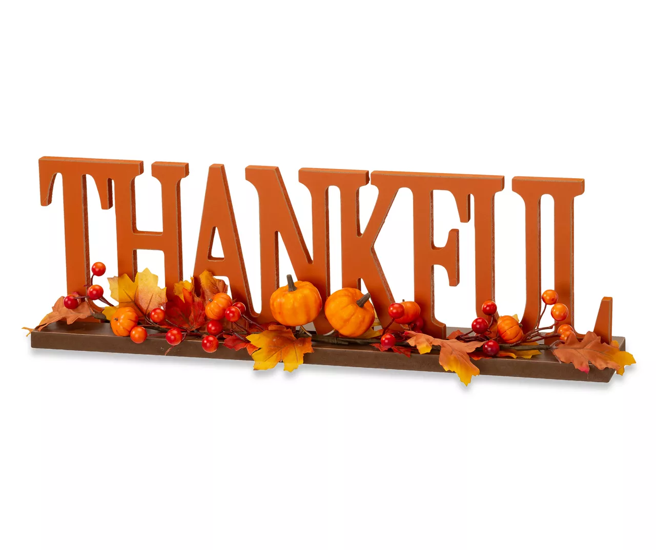 "Thankful" Pumpkin, Berries & Leaves Wordscript Tabletop Decor 2 "Thankful" Pumpkin, Berries & Leaves Wordscript Tabletop Decor - Image 2