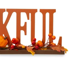 "Thankful" Pumpkin, Berries & Leaves Wordscript Tabletop Decor 10 "Thankful" Pumpkin, Berries & Leaves Wordscript Tabletop Decor -Home Furnishing Store 810547801 4