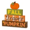 "Fall, Leaves, Pumpkin" Pumpkin & Letter Block LED Tabletop Decor