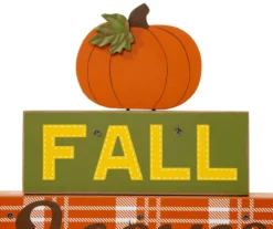 "Fall, Leaves, Pumpkin" Pumpkin & Letter Block LED Tabletop Decor -Home Furnishing Store 810547823 4