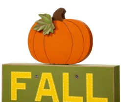 "Fall, Leaves, Pumpkin" Pumpkin & Letter Block LED Tabletop Decor -Home Furnishing Store 810547823 5