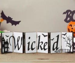 "Spooky" & "Wicked" Dual Sided Hinged Tabletop Decor -Home Furnishing Store 810547838 10