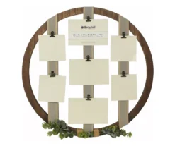 Brown & Gray Round Ribbon-Accent Collage Frame With Greenery