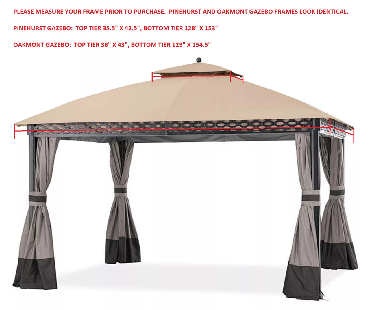 Oakmont Gazebo Beige Replacement Riplock Canopy 3 Oakmont Gazebo Beige Replacement Riplock Canopy - Image 3