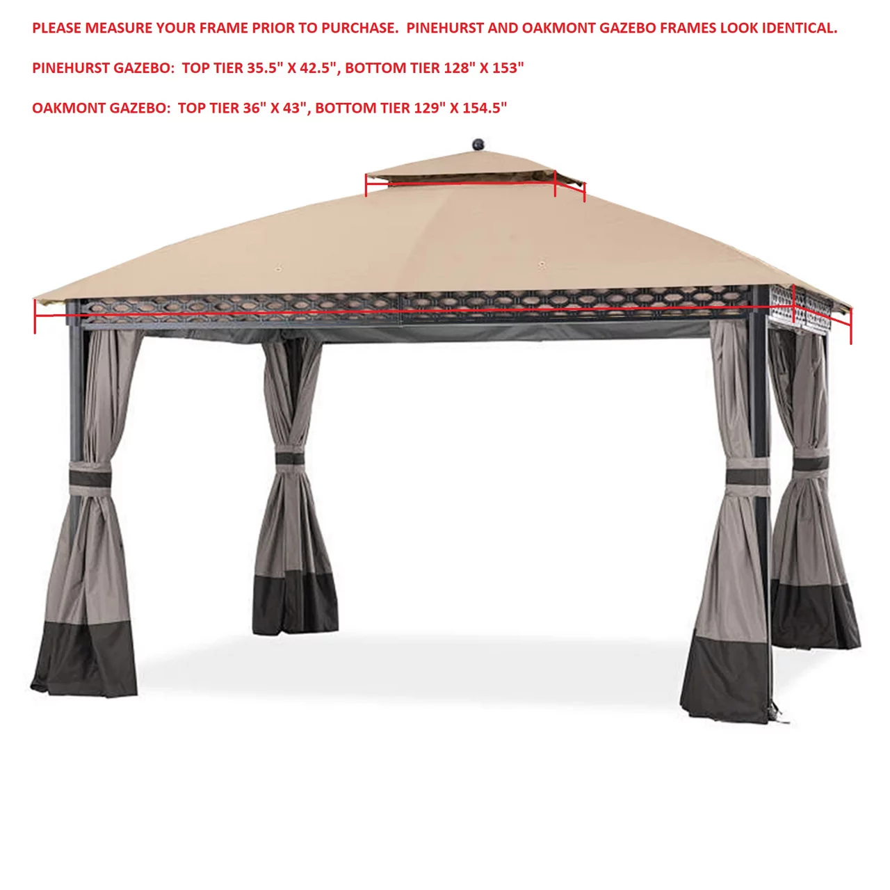 Oakmont Gazebo Beige Replacement Riplock Canopy 10 Oakmont Gazebo Beige Replacement Riplock Canopy - Image 10