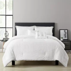 Farmhouse White Seersucker Full/Queen 5-Piece Comforter Set -Home Furnishing Store 810552778 11