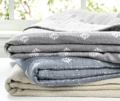 Kantha Beige & Off-White Leaf Row Jacquard Throw, (50" X 60") -Home Furnishing Store 810552838 4