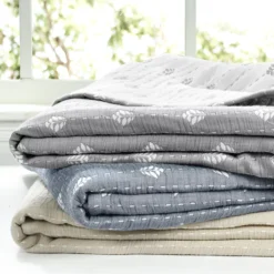 Kantha Beige & Off-White Leaf Row Jacquard Throw, (50" X 60") -Home Furnishing Store 810552838 41