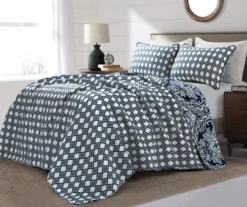 Aubree Navy & White Full/Queen 3-Piece Quilt Set 11 Aubree Navy & White Full/Queen 3-Piece Quilt Set -Home Furnishing Store 810552957 2