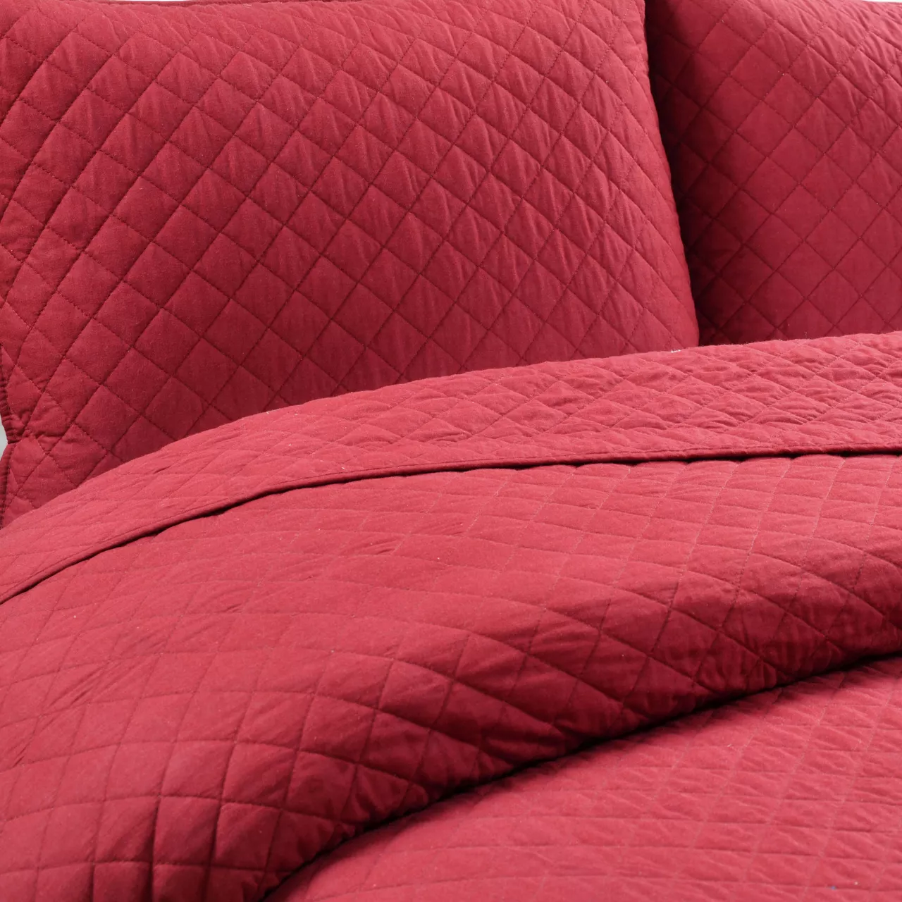 Ava Red Diamond-Quilted Full/Queen 3-Piece Quilt Set 3 Ava Red Diamond-Quilted Full/Queen 3-Piece Quilt Set - Image 3