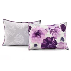Leah Gray & Purple Floral Full/Queen 3-Piece Quilt Set -Home Furnishing Store 810553027 4