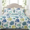 White & Blue Coastal Reef Full/Queen 3-Piece Quilt Set