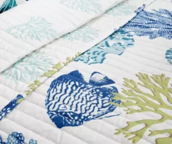 White & Blue Coastal Reef Full/Queen 3-Piece Quilt Set -Home Furnishing Store 810553073 11