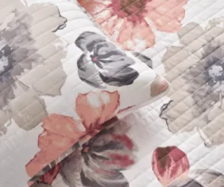 Leah Coral & Gray Floral Reversible King 3-Piece Quilt Set 9 Leah Coral & Gray Floral Reversible King 3-Piece Quilt Set -Home Furnishing Store 810553412 3
