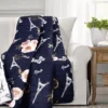 Navy & Peach Botanical Paris Quilted Throw, (50" X 60")