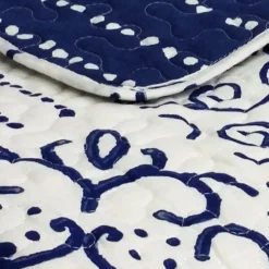 White & Blue Pattern Patchwork Monique Quilted Throw, (50" X 60") -Home Furnishing Store 810553486 2