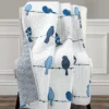 Rowley White & Blue Birds Quilted Throw, (50" X 60")