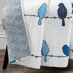 Rowley White & Blue Birds Quilted Throw, (50" X 60") -Home Furnishing Store 810553520 11
