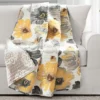 Leah Yellow & Gray Floral Quilted Throw, (50" X 60")