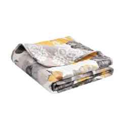 Leah Yellow & Gray Floral Quilted Throw, (50" X 60") -Home Furnishing Store 810553525 3