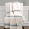 Farmhouse Beige & Blue Stripe Throw, (50" X 60")
