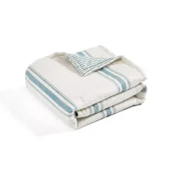 Farmhouse Beige & Blue Stripe Throw, (50" X 60") -Home Furnishing Store 810553559 41