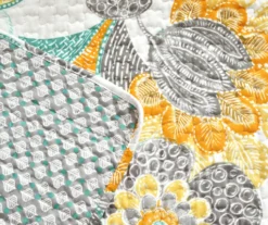 Layla Yellow & Gray Floral Quilted Throw, (50" X 60") -Home Furnishing Store 810553573 11