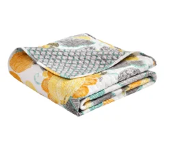 Layla Yellow & Gray Floral Quilted Throw, (50" X 60") -Home Furnishing Store 810553573 3