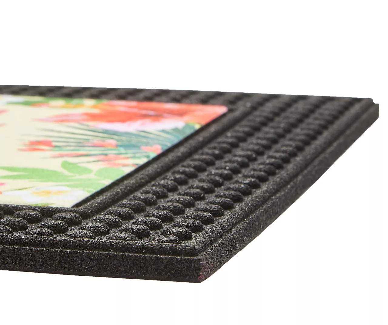 "Island Time" Beige & Pink Tropical Corgi Outdoor Doormat 3 "Island Time" Beige & Pink Tropical Corgi Outdoor Doormat - Image 3