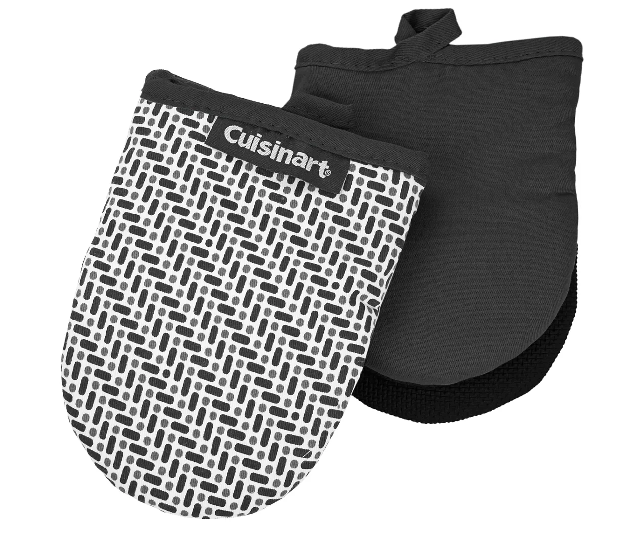 Cuisinart Black & White Dot & Dash Pattern Mini Oven Mitt, 2-Pack 1 Cuisinart Black & White Dot & Dash Pattern Mini Oven Mitt, 2-Pack