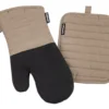 Cuisinart Irish Cream Tan & Black Oven Mitt & Pot Holder Set
