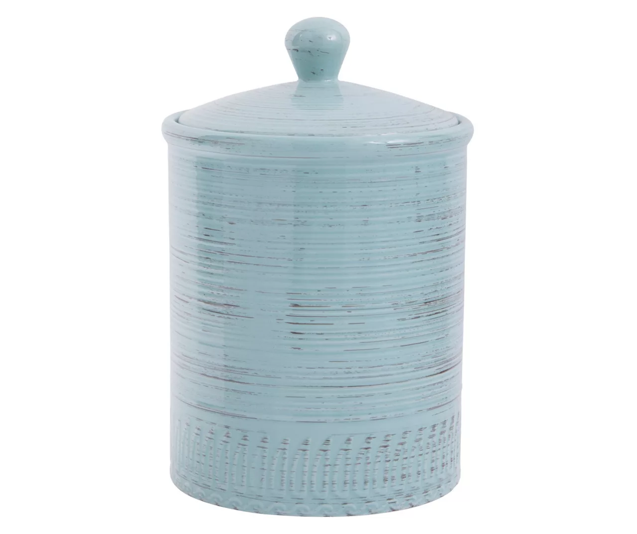 Distressed Aqua Ceramic Canister, 78 Oz. 1 Distressed Aqua Ceramic Canister, 78 Oz.