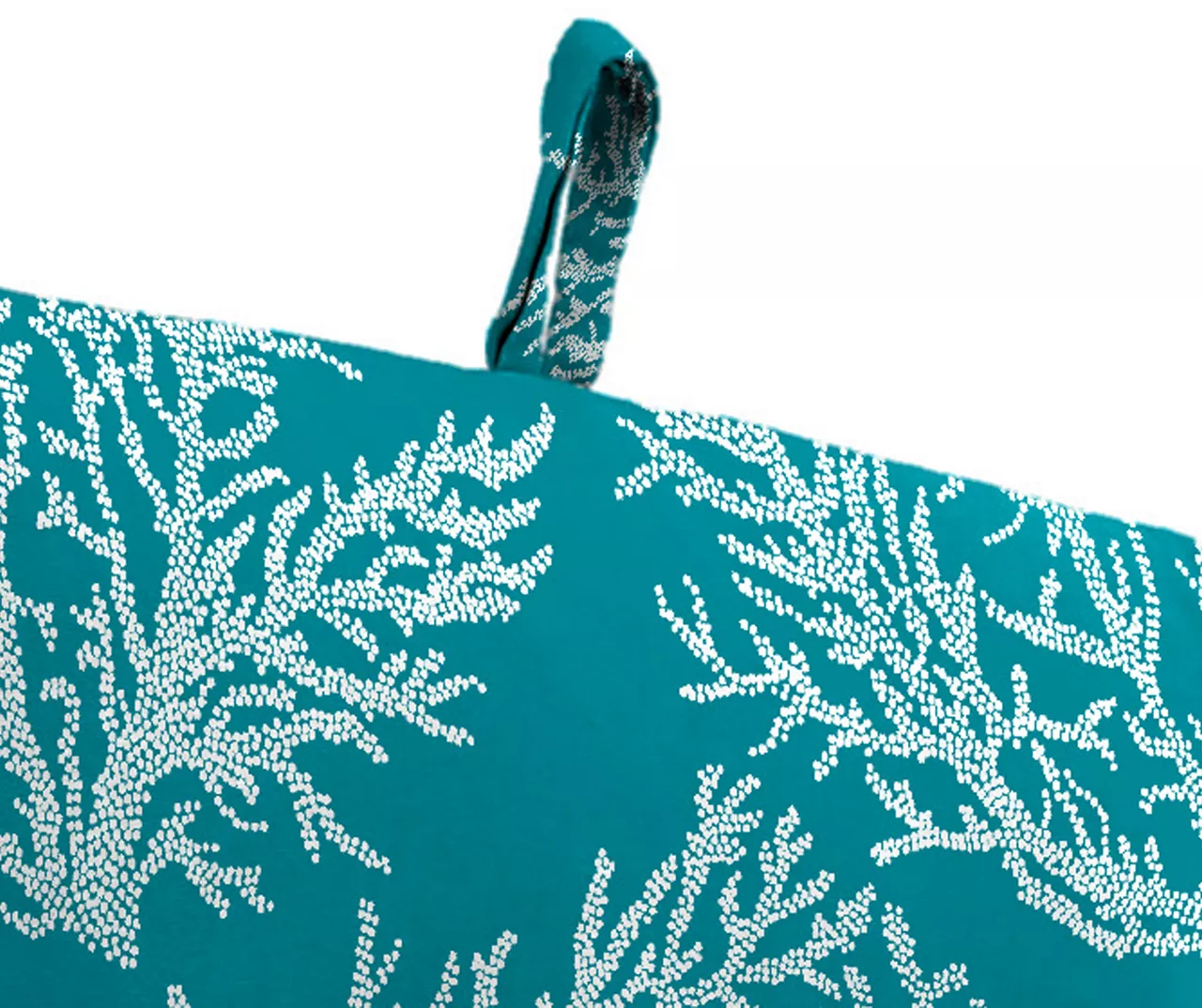 Sea Coral Turquoise French Edge Outdoor Chair Cushion 7 Sea Coral Turquoise French Edge Outdoor Chair Cushion - Image 7