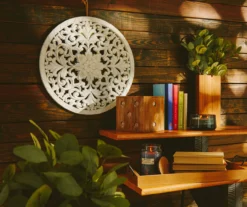 White Carved Medallion Round Wall Plaque -Home Furnishing Store 810561124 810561893 810560248 810559954 810559913 10