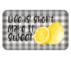"Make It Sweet" Gray & Yellow Lemon Soft Step Kitchen Mat, (18" X 30")