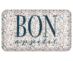 "Bon Appetit" Blue & Brown Abstract Soft Step Kitchen Mat, (18" X 30")