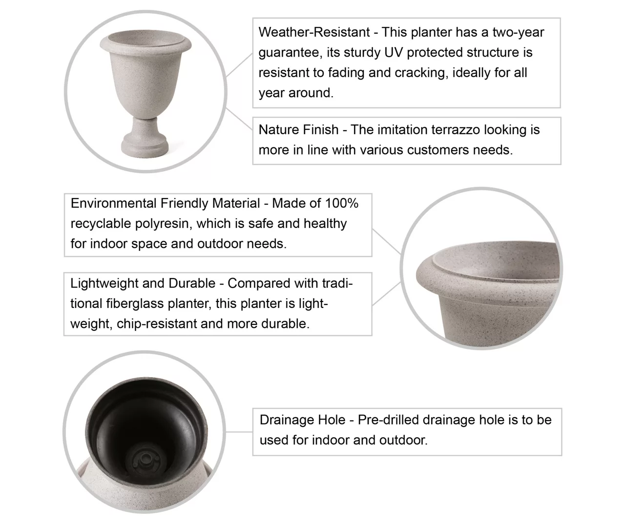 Glitzhome Plastic Urn Planters, 2-Pack 10 Glitzhome Plastic Urn Planters, 2-Pack - Image 10