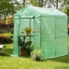74.75" Green PE & Metal Single Shelf Walk-In Greenhouse